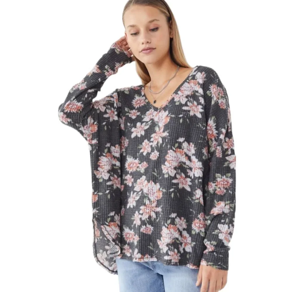 Urban Outfitters Out From Under Oversized Floral Thermal Shirt - Picture 1 of 4